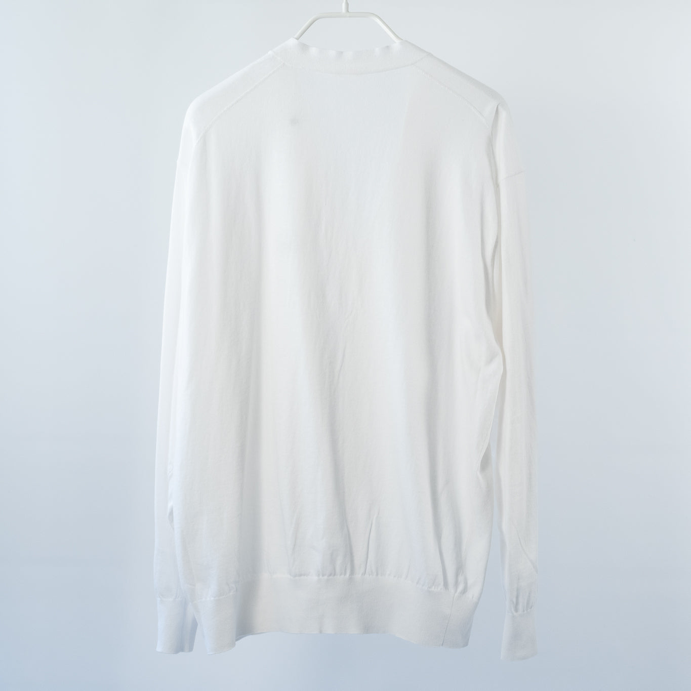 COMOLI CREW NECK COTTON KNIT CARDIGAN WHITE