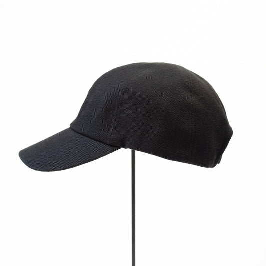 MATURE HA._MIL Trainer Cap / Washed Linen Canvas BLACK