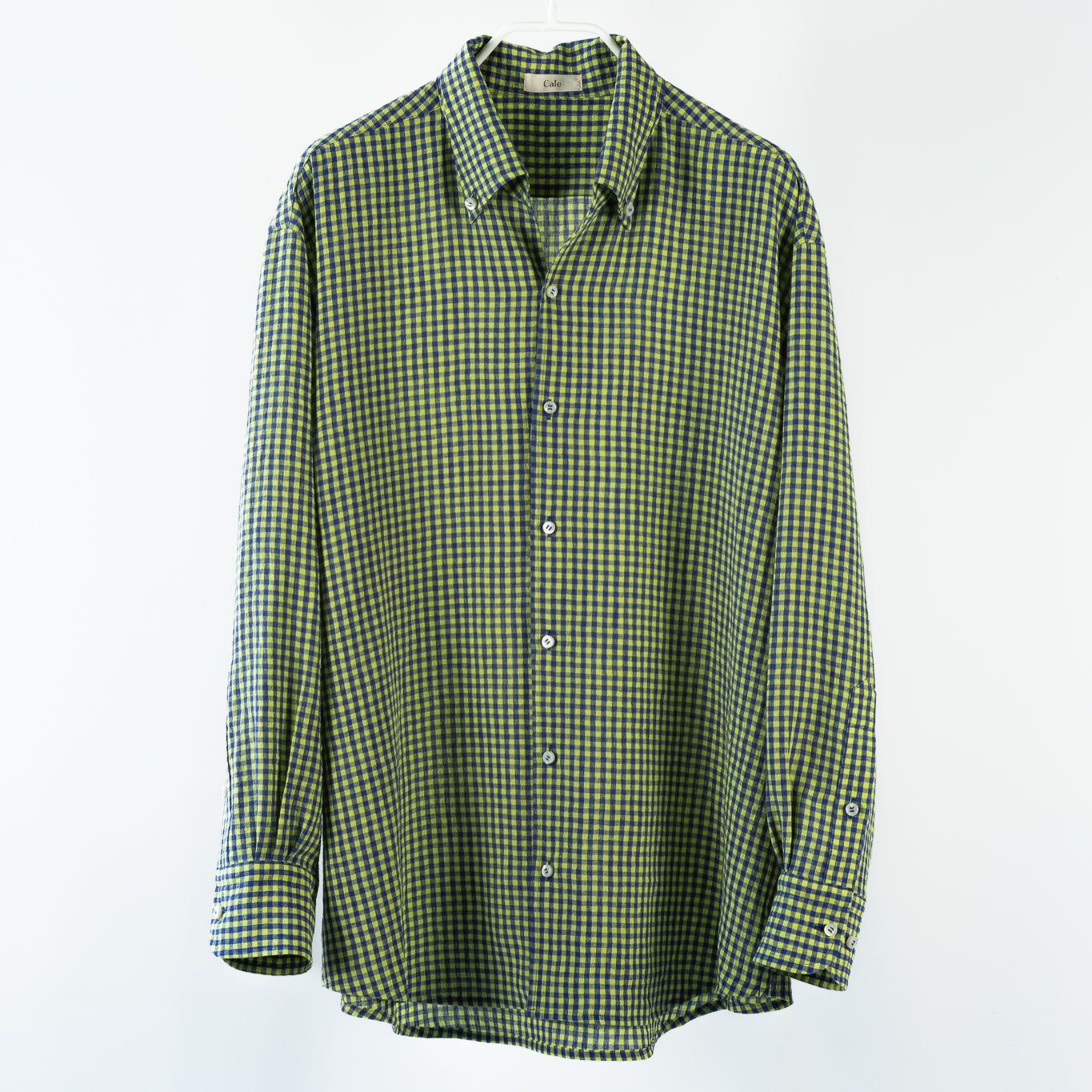 Cale WATER TWIST LINEN B/D SHIRT BLUExYELLOW