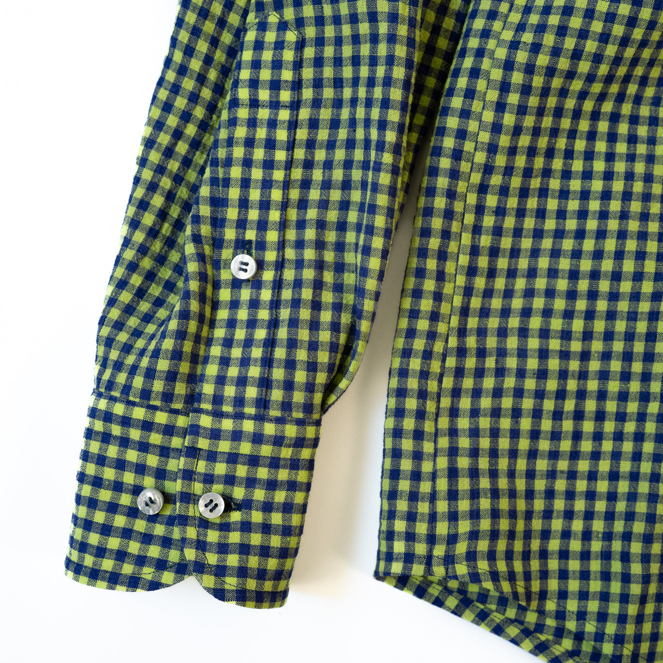 Cale WATER TWIST LINEN B/D SHIRT BLUExYELLOW