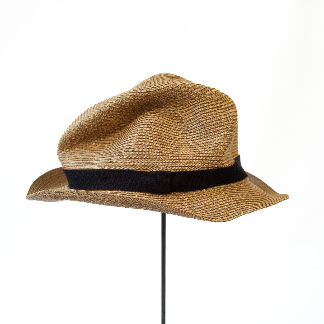 BOXED HAT by mature ha. 5.5cm plain tape / MIX BROWN x BLACK