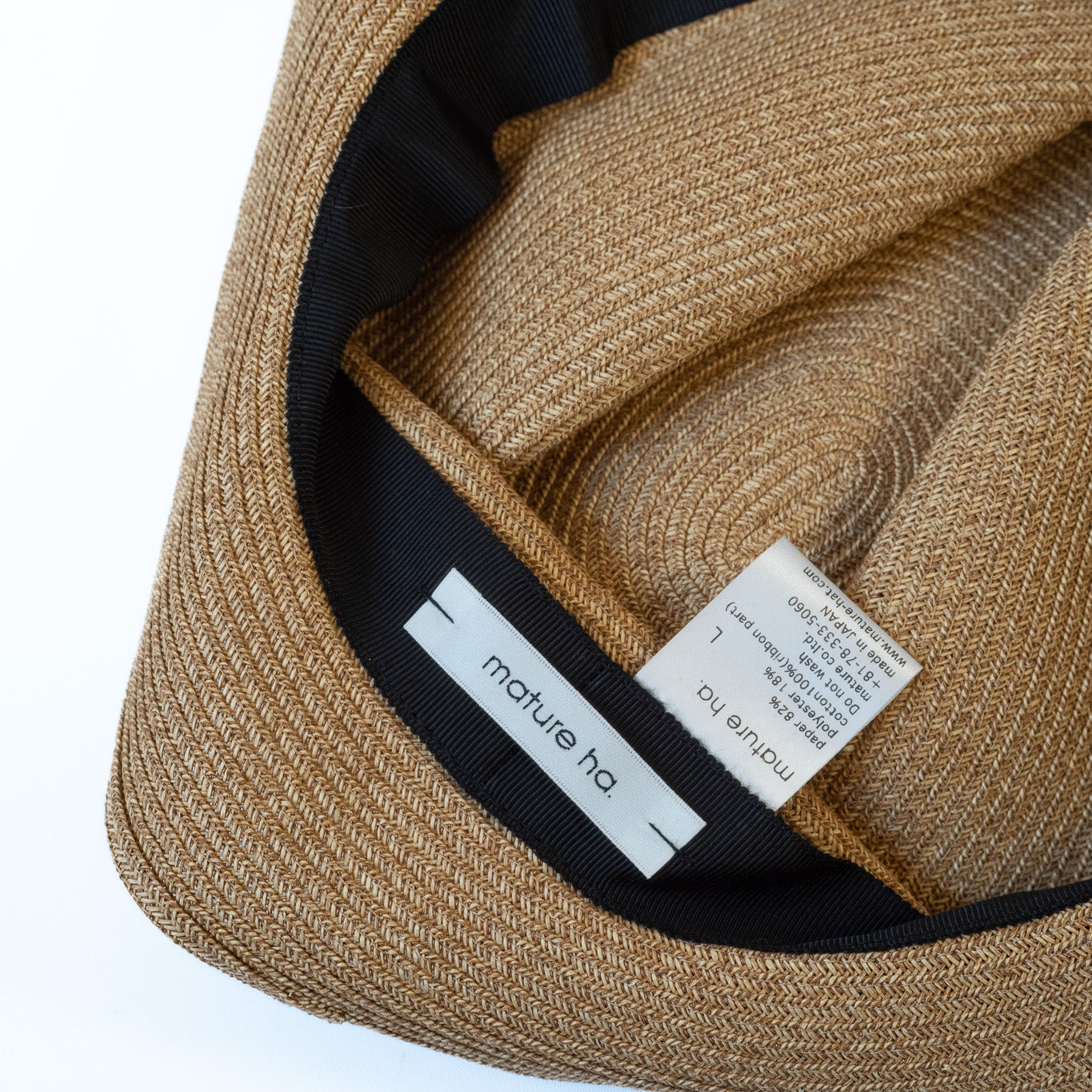 BOXED HAT by mature ha. 5.5cm plain tape / MIX BROWN x BLACK