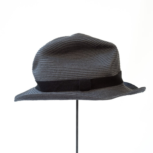 BOXED HAT by mature ha. 5.5cm plain tape / CHARCOAL x BLACK