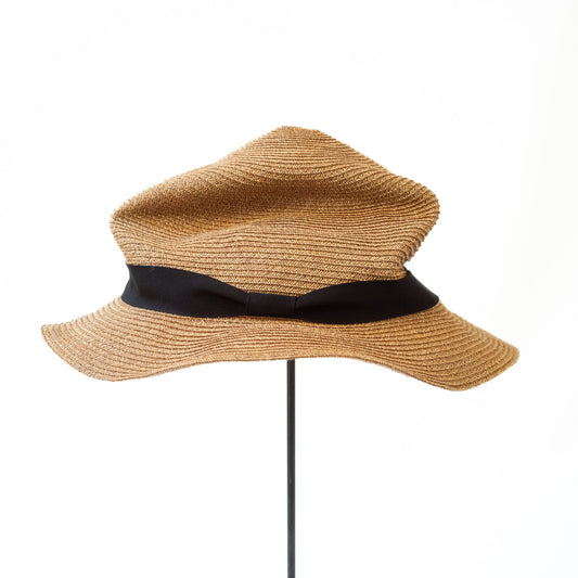BOXED HAT by mature ha. 5.5cm brim paper abaca / BRONZE GOLD x BLACK