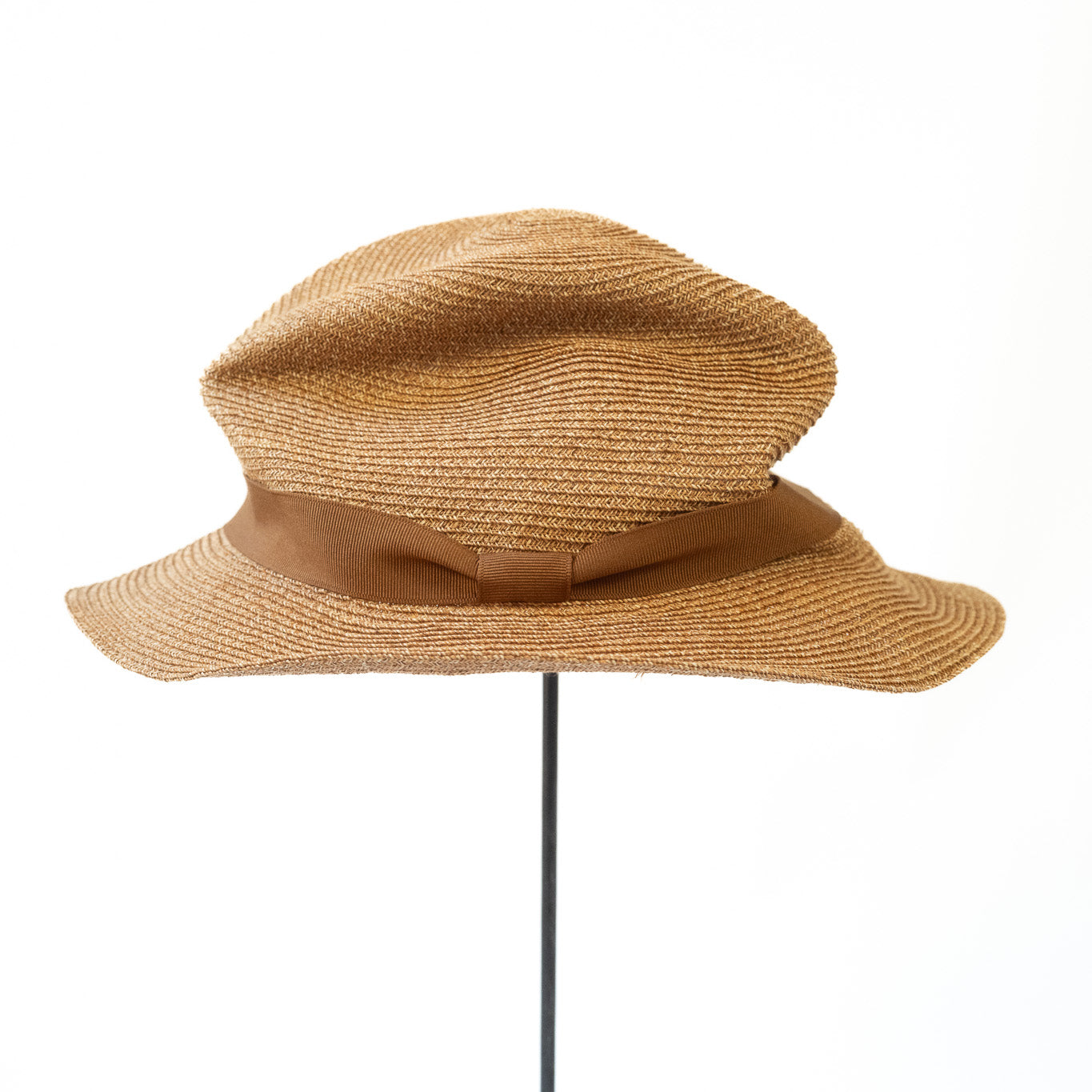 BOXED HAT by mature ha. 5.5cm brim paper abaca / BRONZE GOLD x ORANGE BROWN