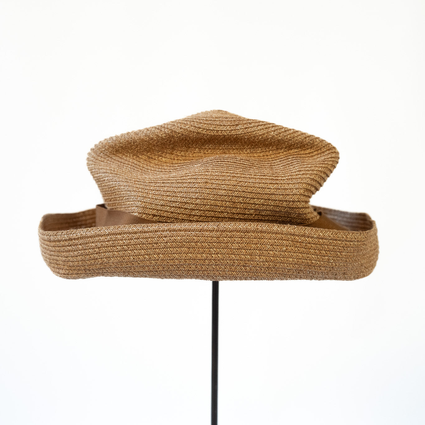 BOXED HAT by mature ha. 8cm brim paper abaca / BRONZE GOLD x ORANGE BROWN