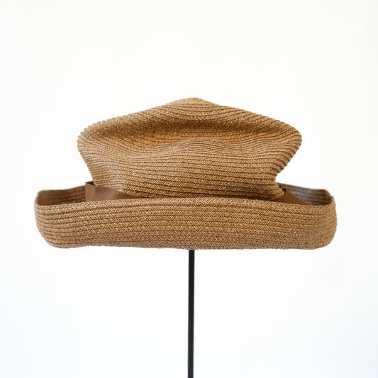 BOXED HAT by mature ha. 8cm brim paper abaca / BRONZE GOLD x ORANGE BROWN