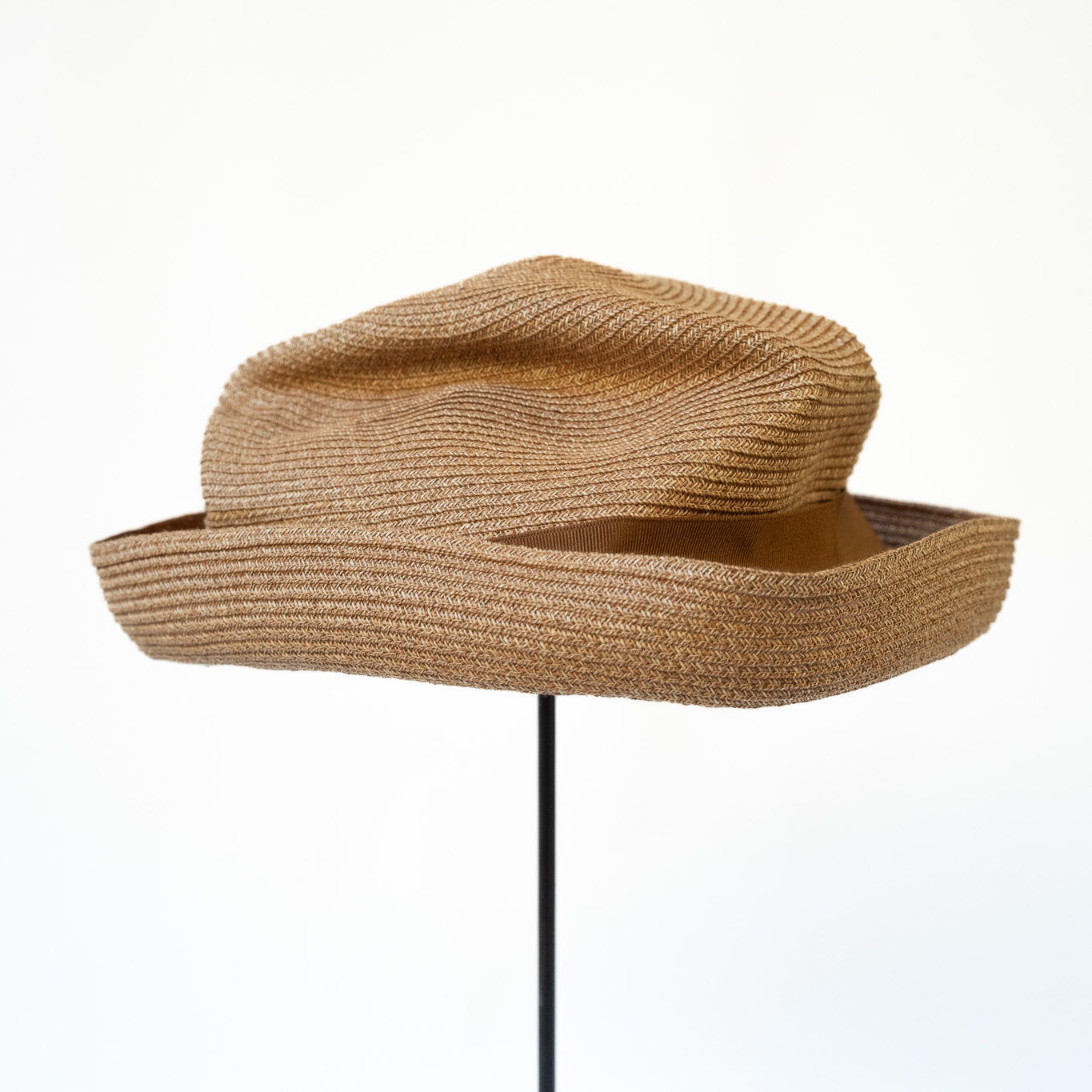 BOXED HAT by mature ha. 8cm brim paper abaca / BRONZE GOLD x ORANGE BROWN
