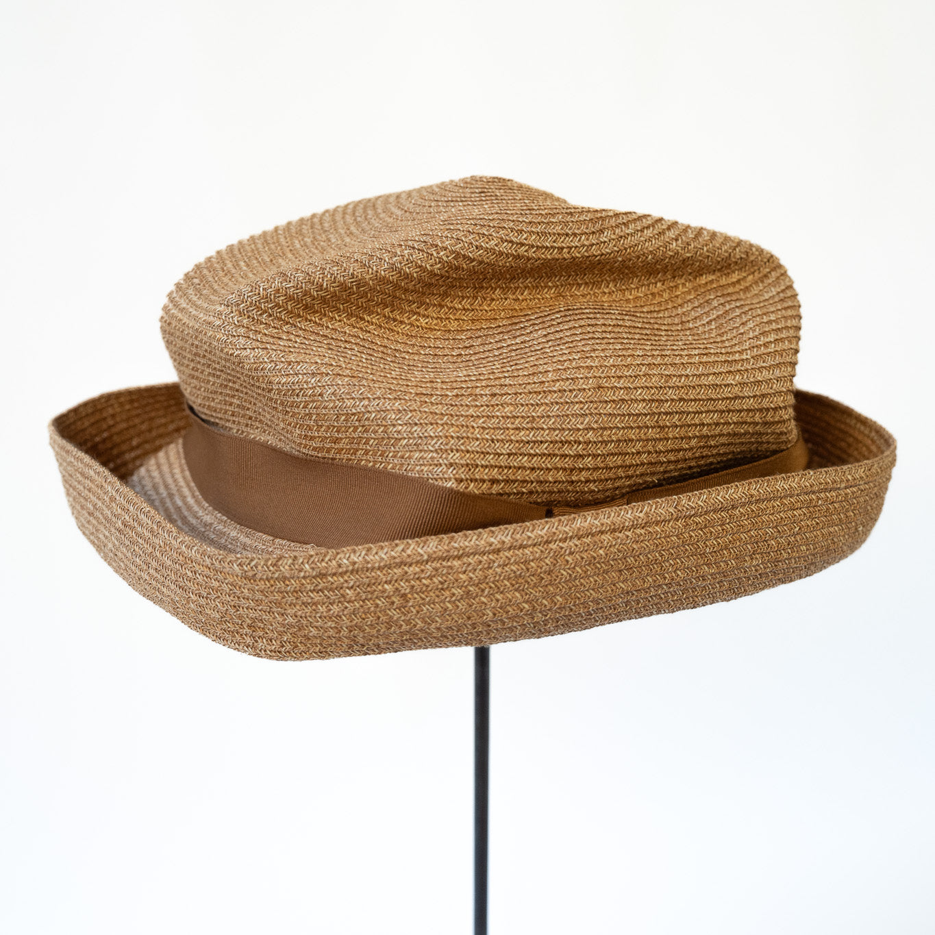 BOXED HAT by mature ha. 8cm brim paper abaca / BRONZE GOLD x ORANGE BROWN