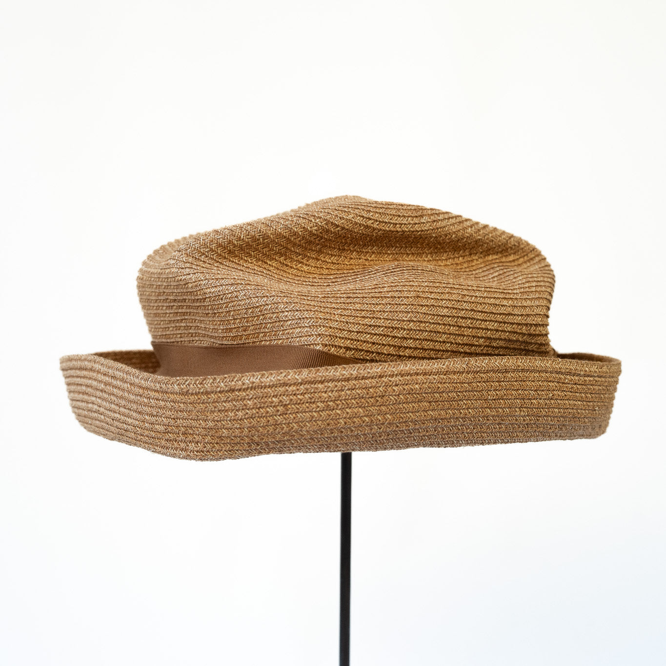 BOXED HAT by mature ha. 8cm brim paper abaca / BRONZE GOLD x ORANGE BROWN
