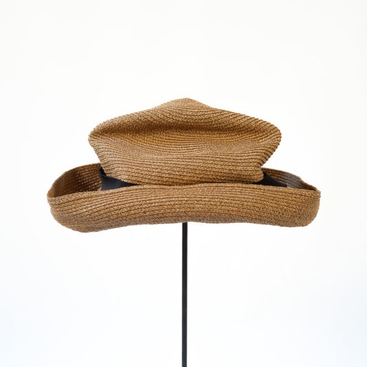 BOXED HAT by mature ha. 8cm brim paper abaca / BRONZE GOLD x BLACK