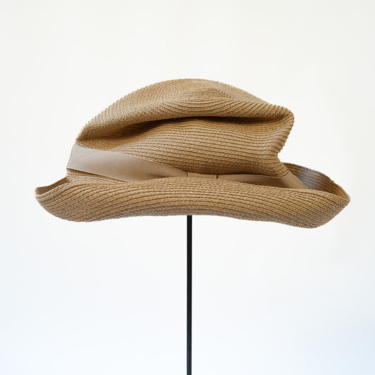 BOXED HAT by mature ha. 11cm brim paper abaca / STUCCO BEIGE x BEIGE