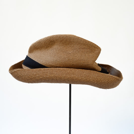 BOXED HAT by mature ha. 11cm brim paper abaca / BRONZE GOLD x BLACK