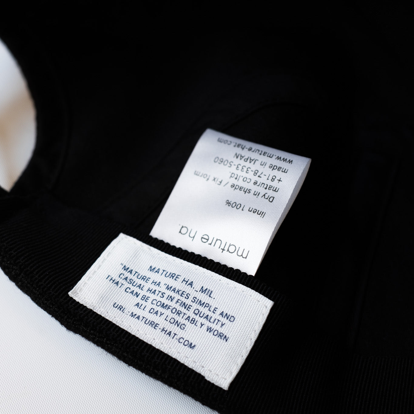 MATURE HA._MIL Jet Cap / Washed Linen Canvas BLACK