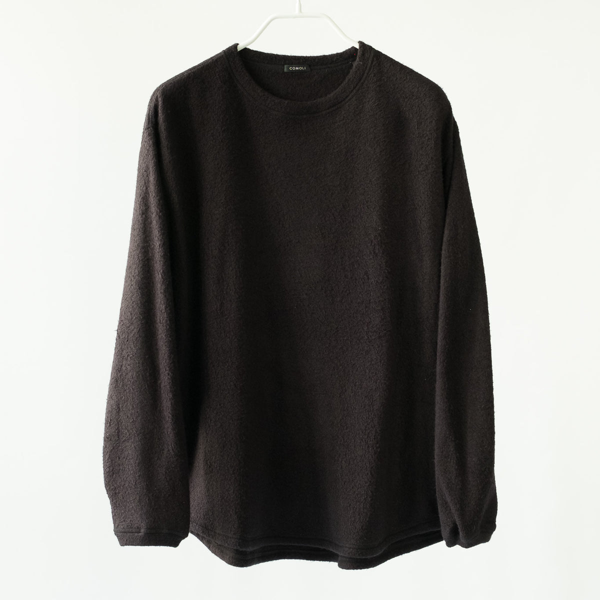 COMOLI SILK FLEECE L/S CREW BLACK