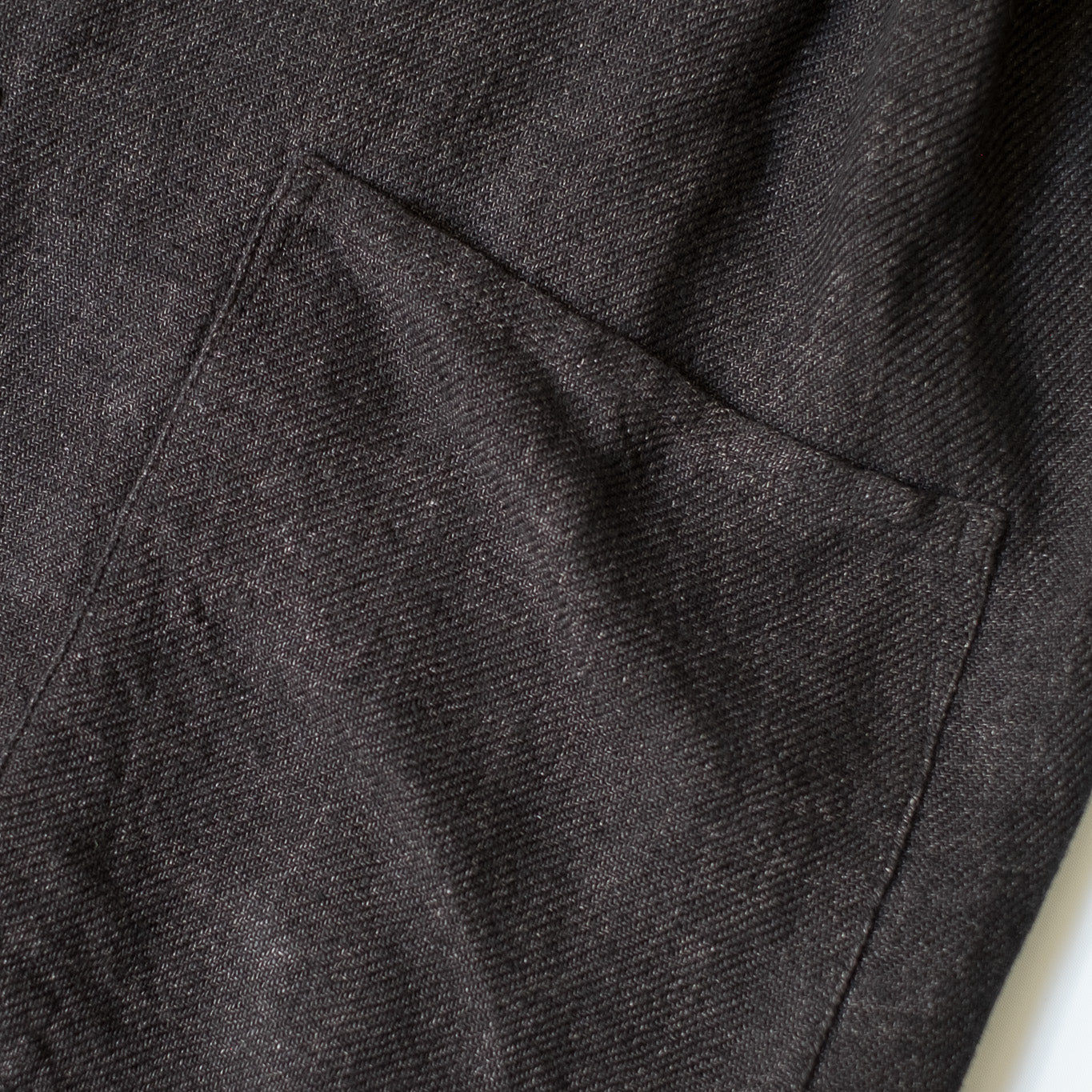 COMOLI LINEN STAND COLLAR JACKET BLACK