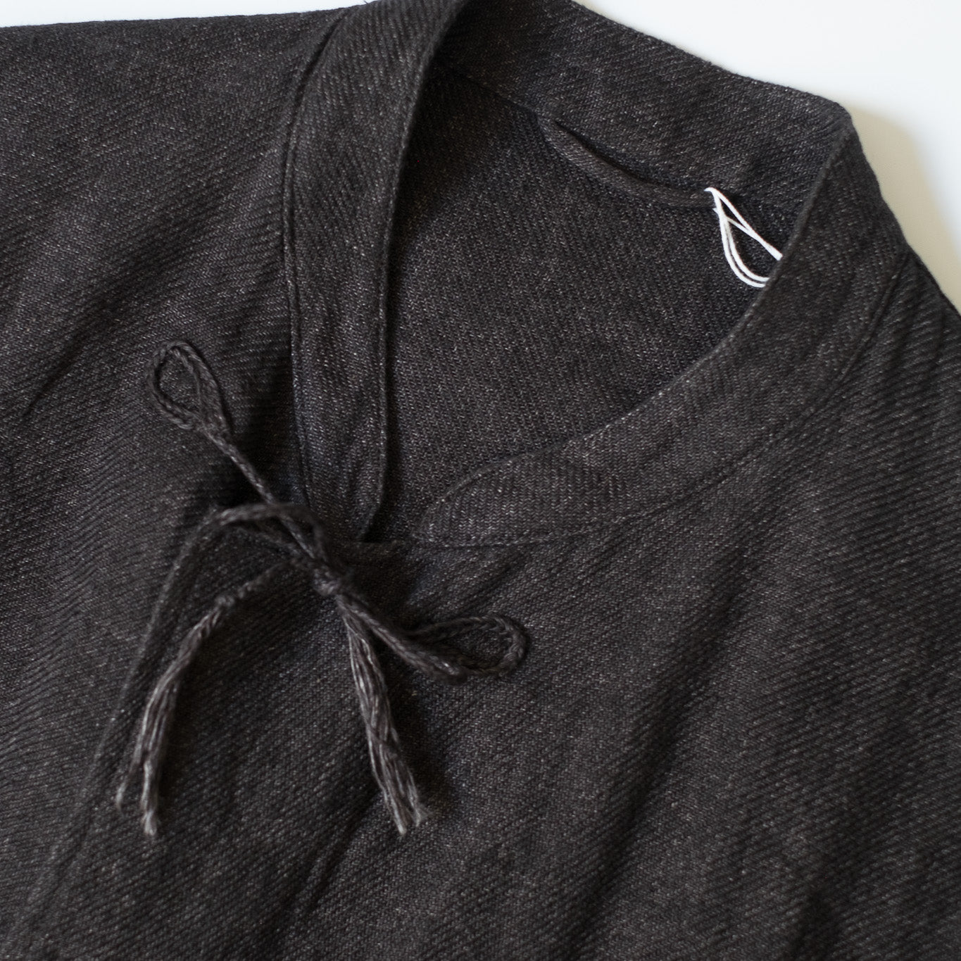 COMOLI LINEN STAND COLLAR JACKET BLACK