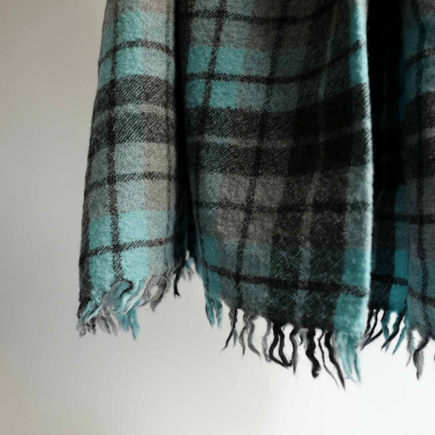 LOCALLY CLASSIC CHECK BIG SCARF SAX/GREY