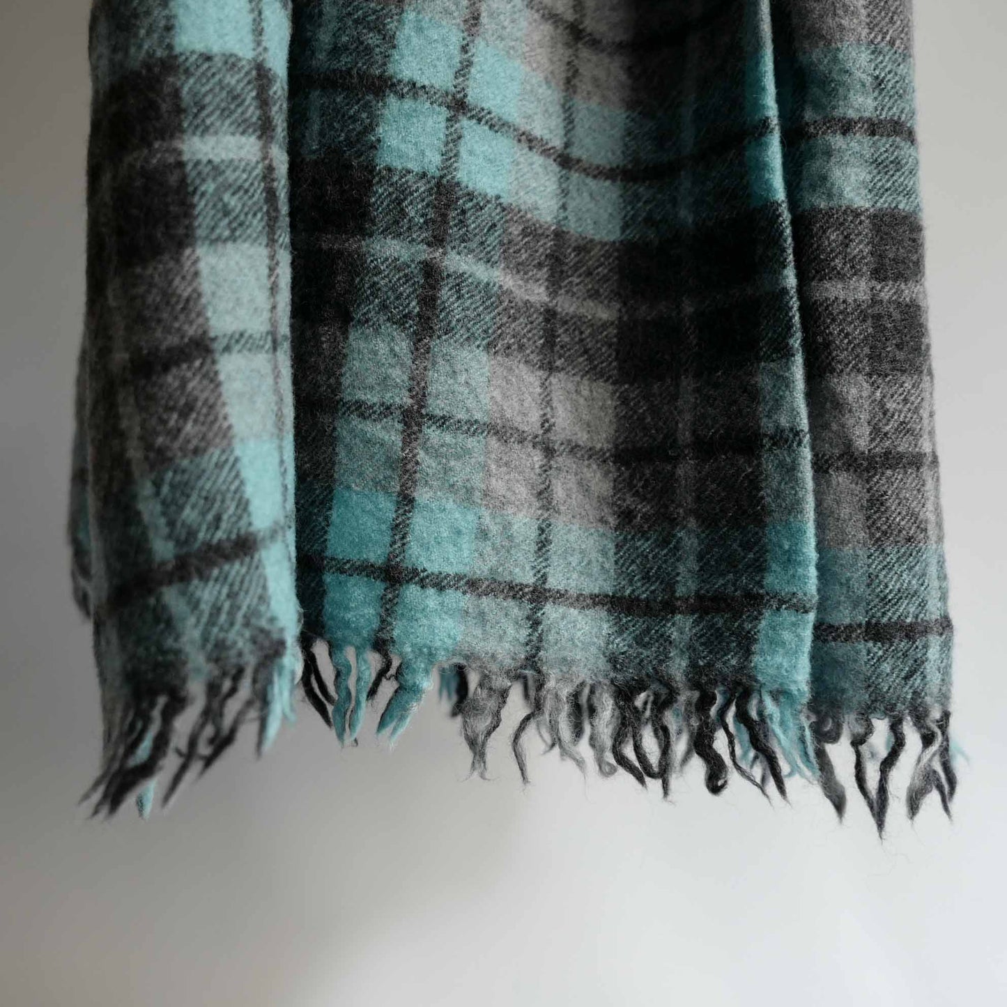 LOCALLY CLASSIC CHECK BIG SCARF SAX/GREY