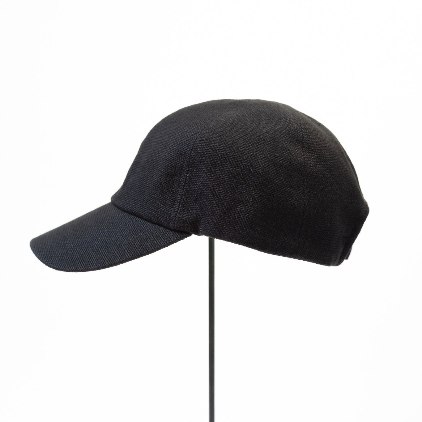 MATURE HA._MIL Trainer Cap / Washed Linen Canvas BLACK