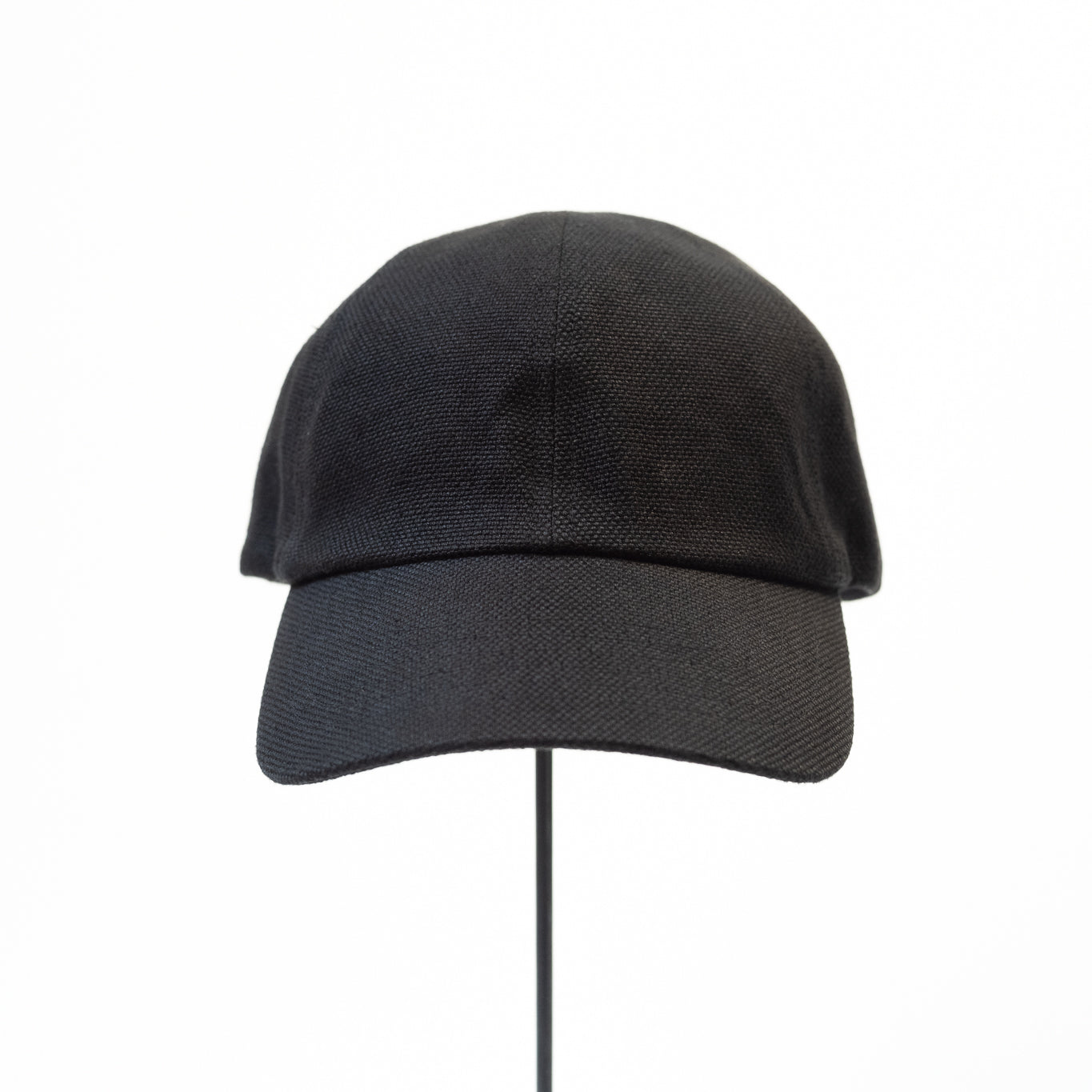 MATURE HA._MIL Trainer Cap / Washed Linen Canvas BLACK