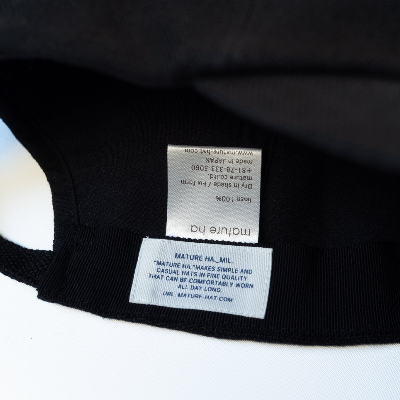 MATURE HA._MIL Trainer Cap / Washed Linen Canvas BLACK