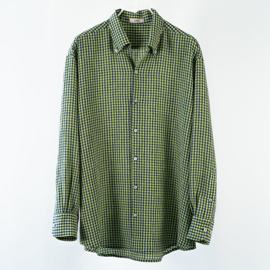Cale WATER TWIST LINEN B/D SHIRT BLUExYELLOW