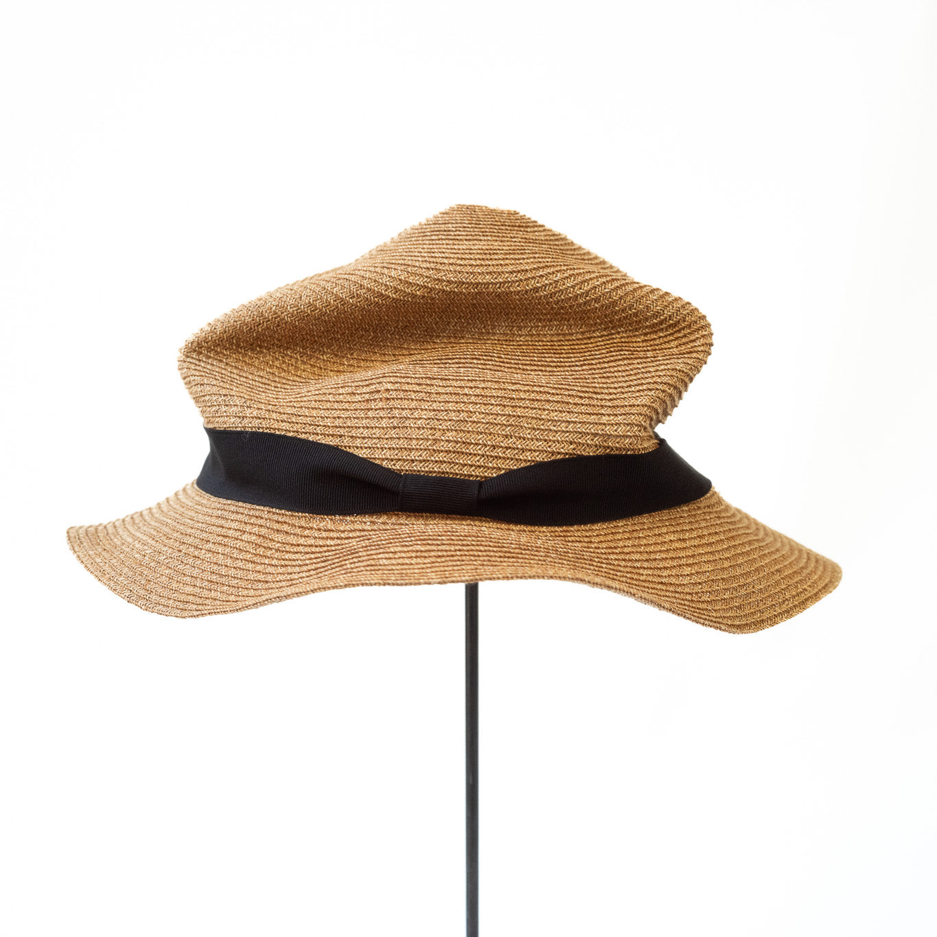 BOXED HAT by mature ha. 5.5cm brim paper abaca / BRONZE GOLD x BLACK