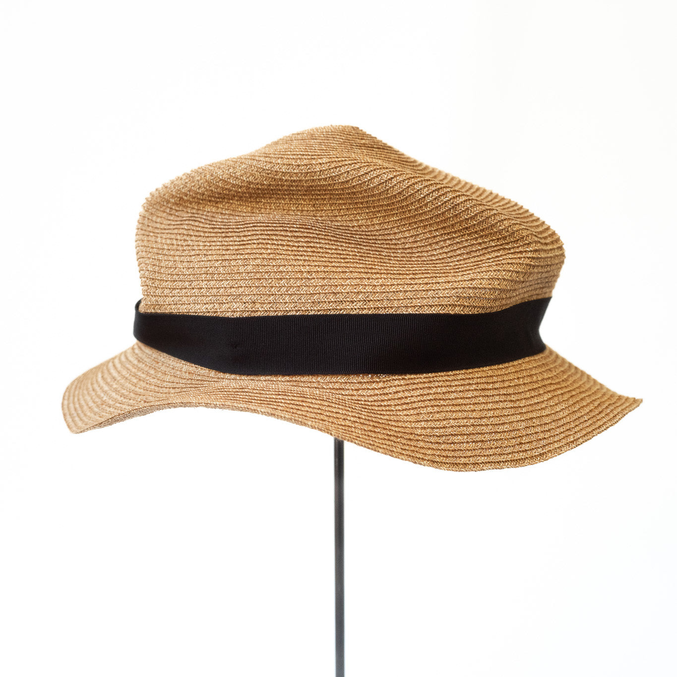 BOXED HAT by mature ha. 5.5cm brim paper abaca / BRONZE GOLD x BLACK