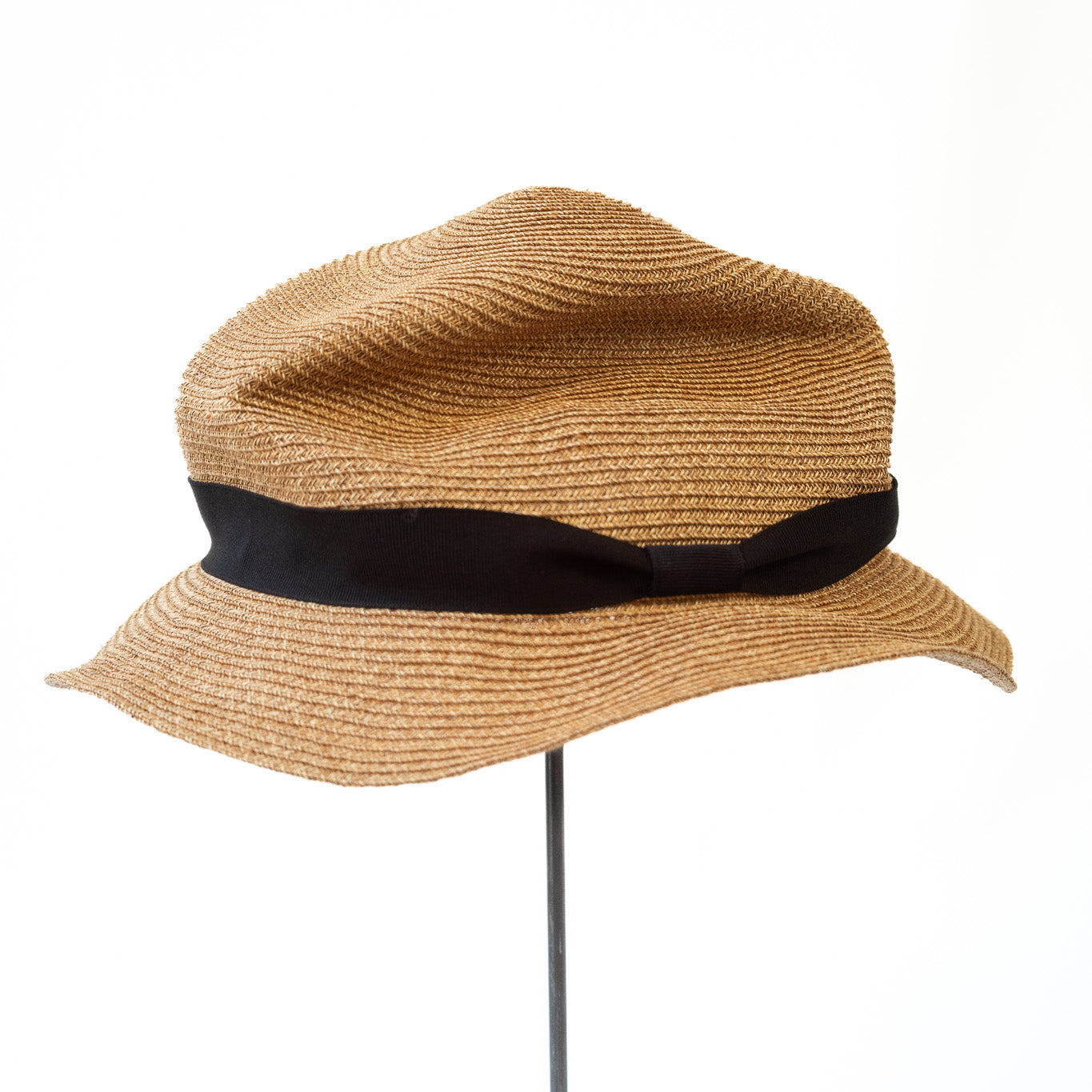 BOXED HAT by mature ha. 5.5cm brim paper abaca / BRONZE GOLD x BLACK