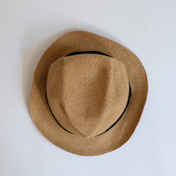 BOXED HAT by mature ha. 5.5cm brim grosgrain ribbon / MIX BROWN