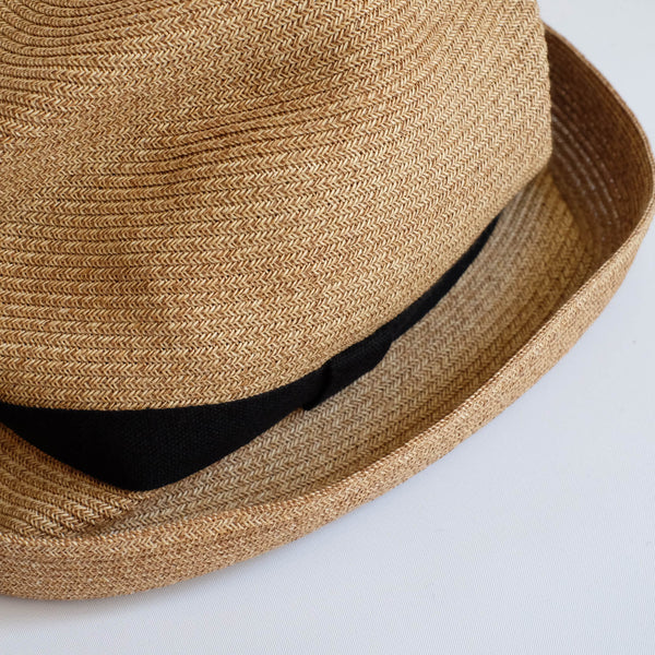 BOXED HAT by mature ha. 8cm brim grosgrain ribbon / MIX BROWN