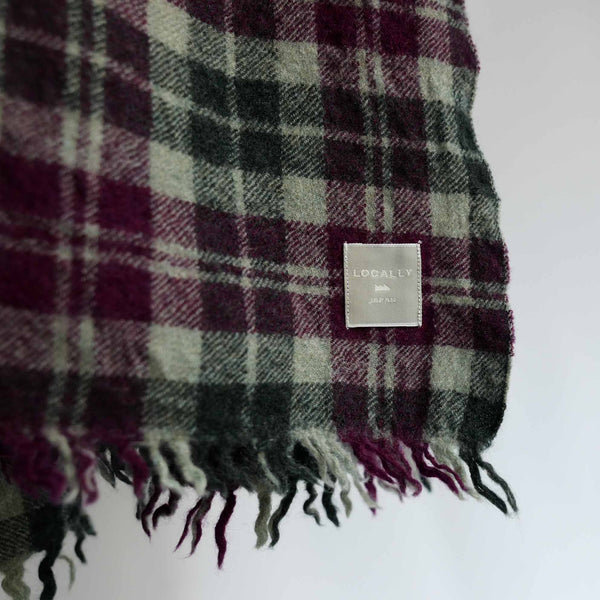 LOCALLY CLASSIC CHECK SCARF BORDEAUX/GREEN